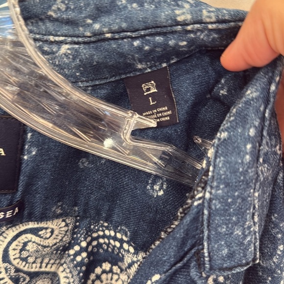 Men's Scotch & Soda Denim Short Sleeve Button Down Paisley Print Size Large - Picture 6 of 7